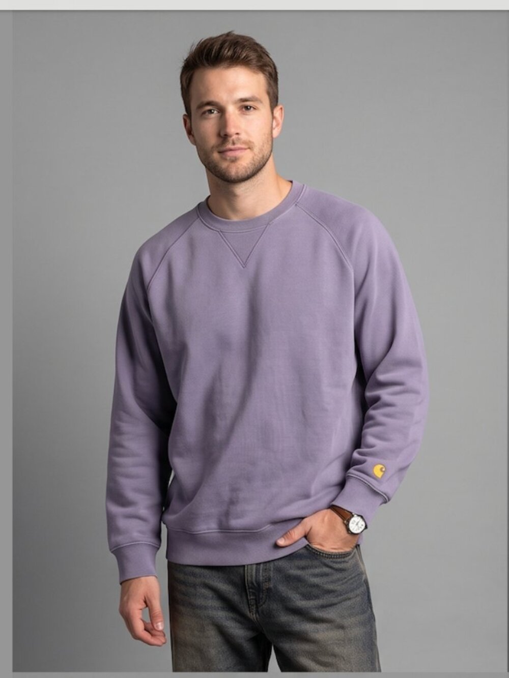 Purple Carhartt Heavyweight Crewneck Sweatshirt | Washed Lavender Pullover